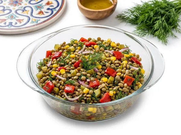 Roasted Pepper Green Lentil Salad